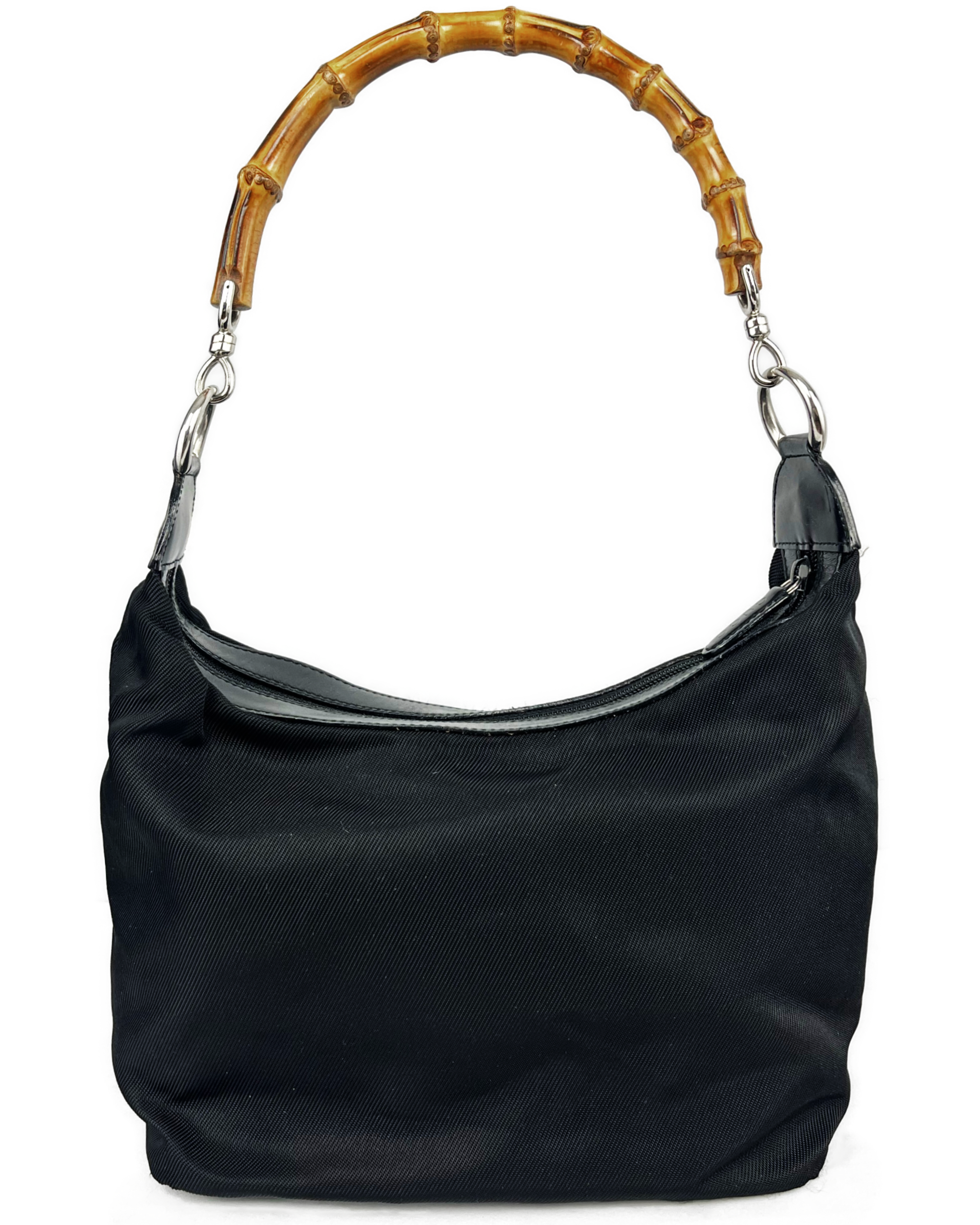 Black Nylon Bamboo Shoulder Bag (1990's)