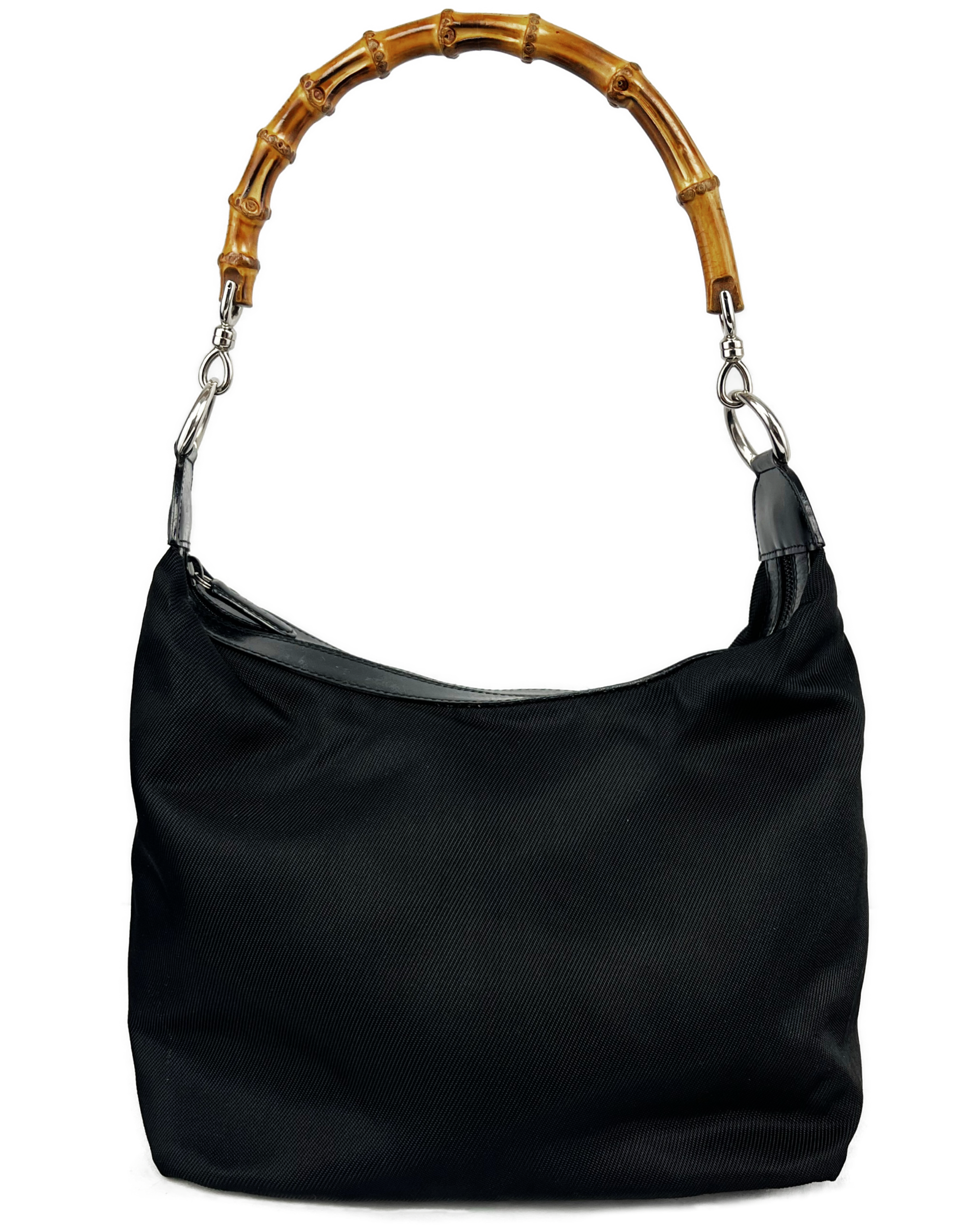 Black Nylon Bamboo Shoulder Bag (1990's)