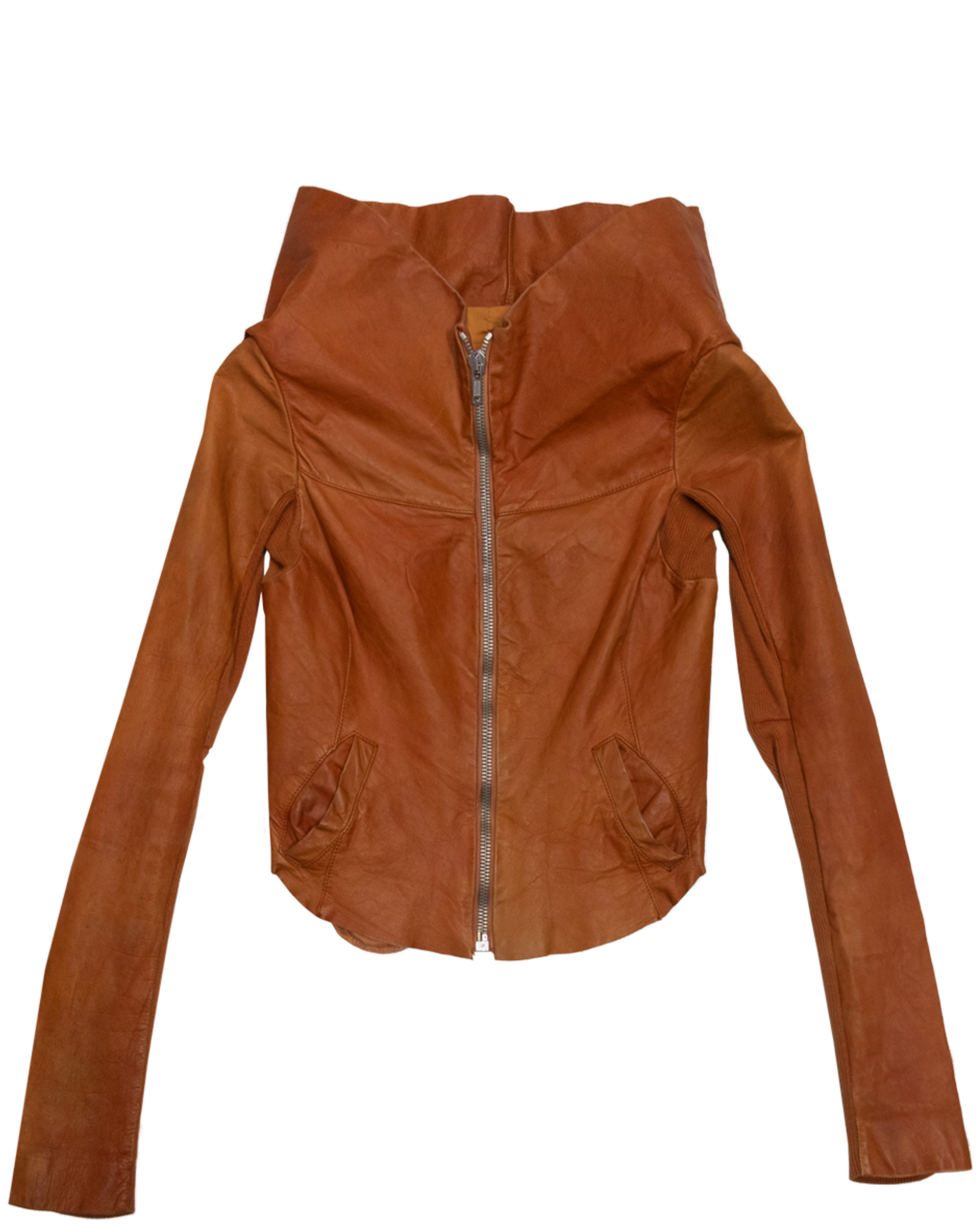 Orange Paneled Leather Jacket (FW 2003)