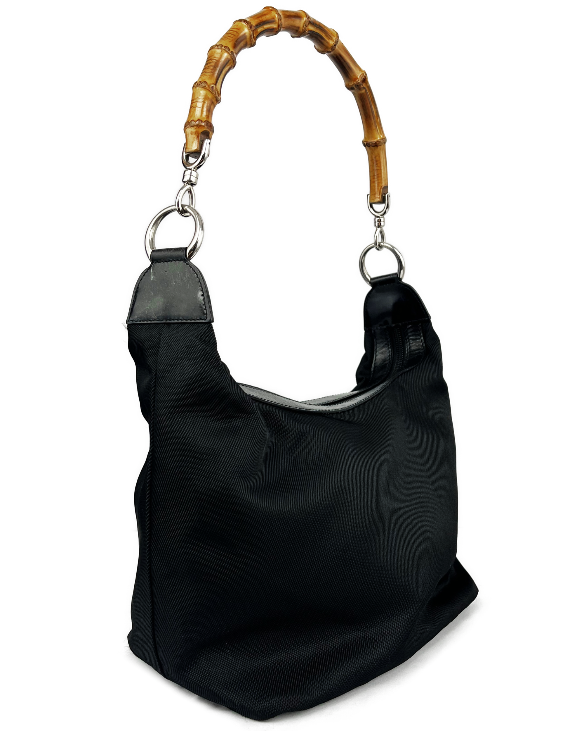 Black Nylon Bamboo Shoulder Bag (1990's)