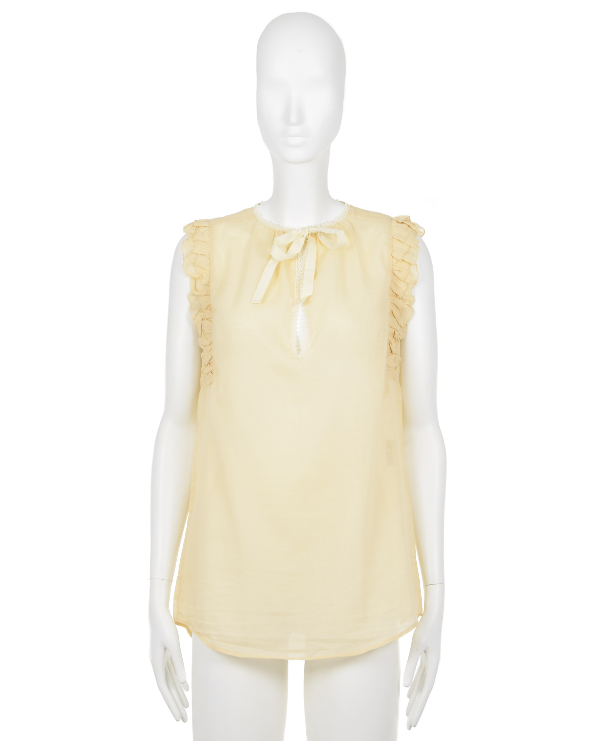 'Cream Sleeveless Ruffle Top' (SS 2017)