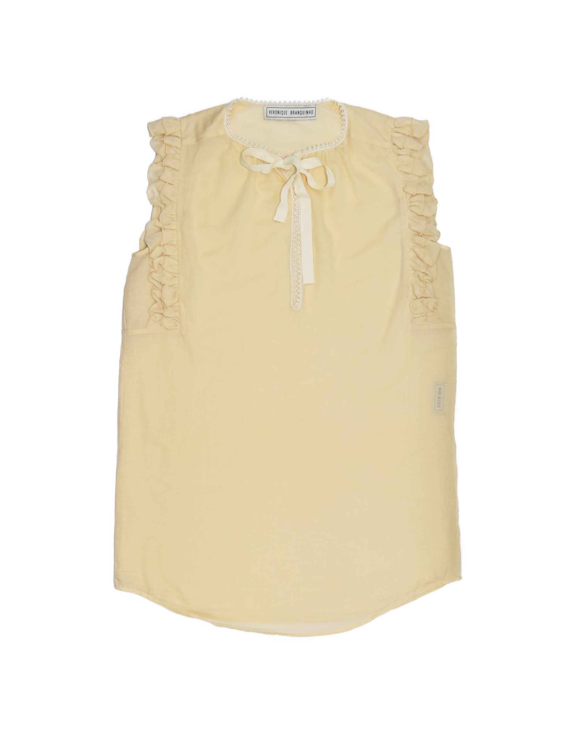 'Cream Sleeveless Ruffle Top' (SS 2017)