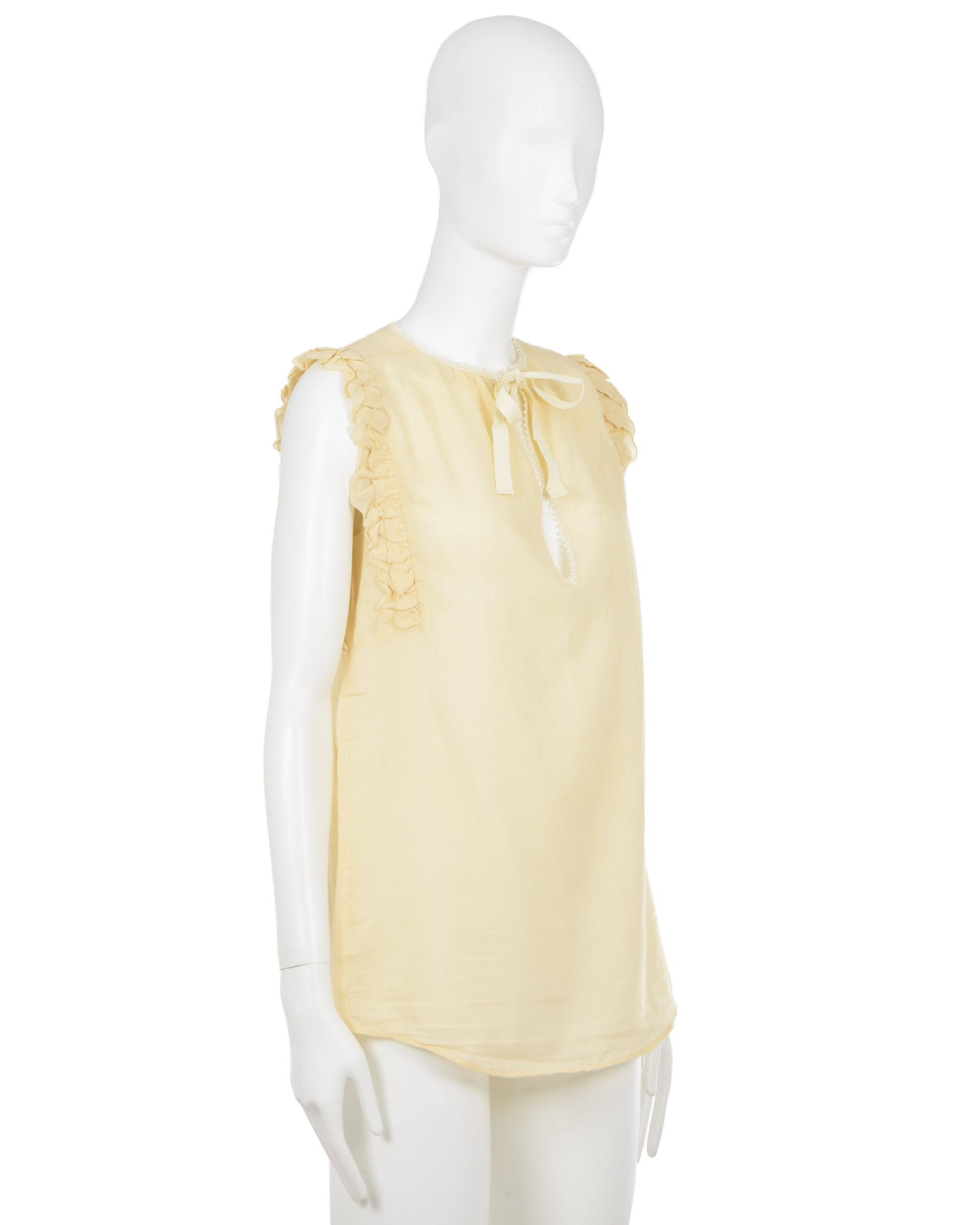 'Cream Sleeveless Ruffle Top' (SS 2017)