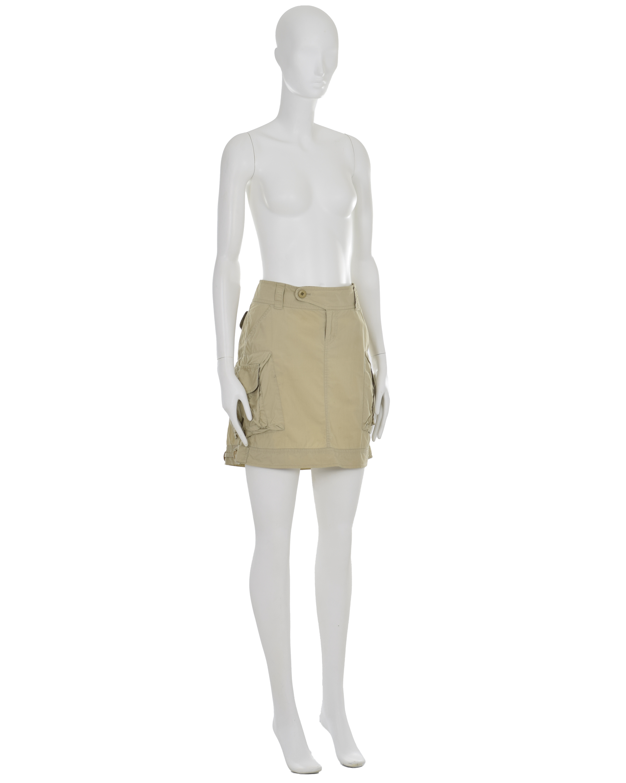 Beige Cargo Pockets Skirt | SS 2016